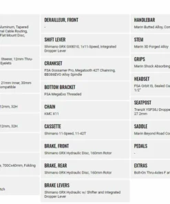 Marin Bikes Gestalt X11 Disc Shimano GRX 1x11 - 2022 -Fahrradts Verkaufsladen Marin Gestalt X11 Ausstattung